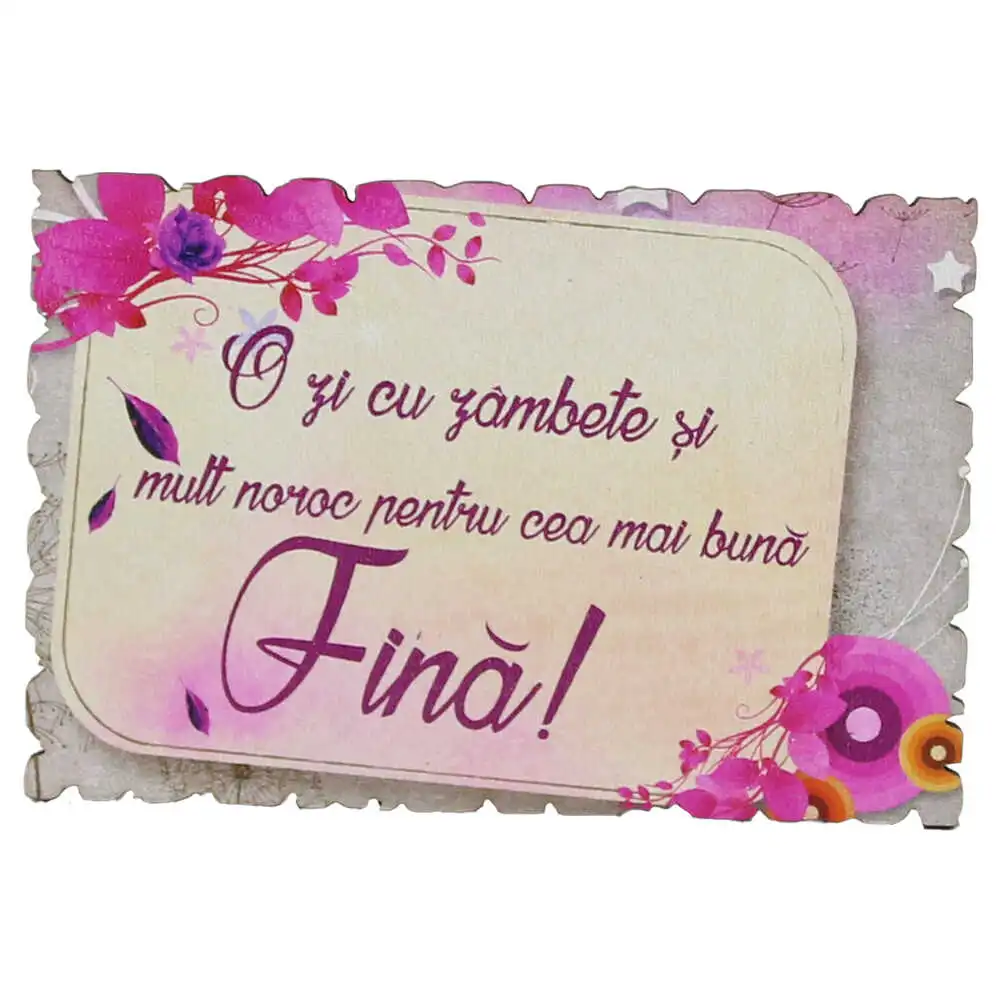 Magnet frigider din lemn "Pentru cea mai buna Fina!" 9x6 CM Magnet frigider din lemn "Pentru cea mai buna Fina!" 9x6 CM