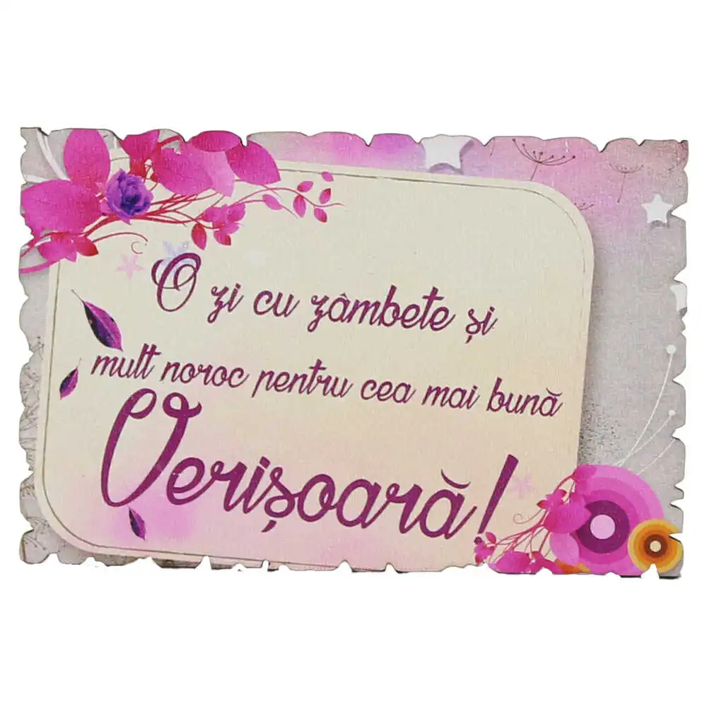 Magnet frigider din lemn "Pentru cea mai buna Verisoara!" 9x6 CM Magnet frigider din lemn "Pentru cea mai buna Verisoara!" 9x6 CM