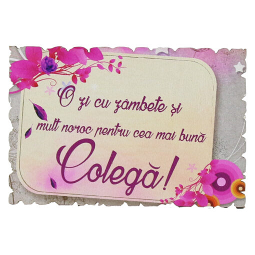 Magnet frigider din lemn "Pentru cea mai buna Colega!" 9x6 CM