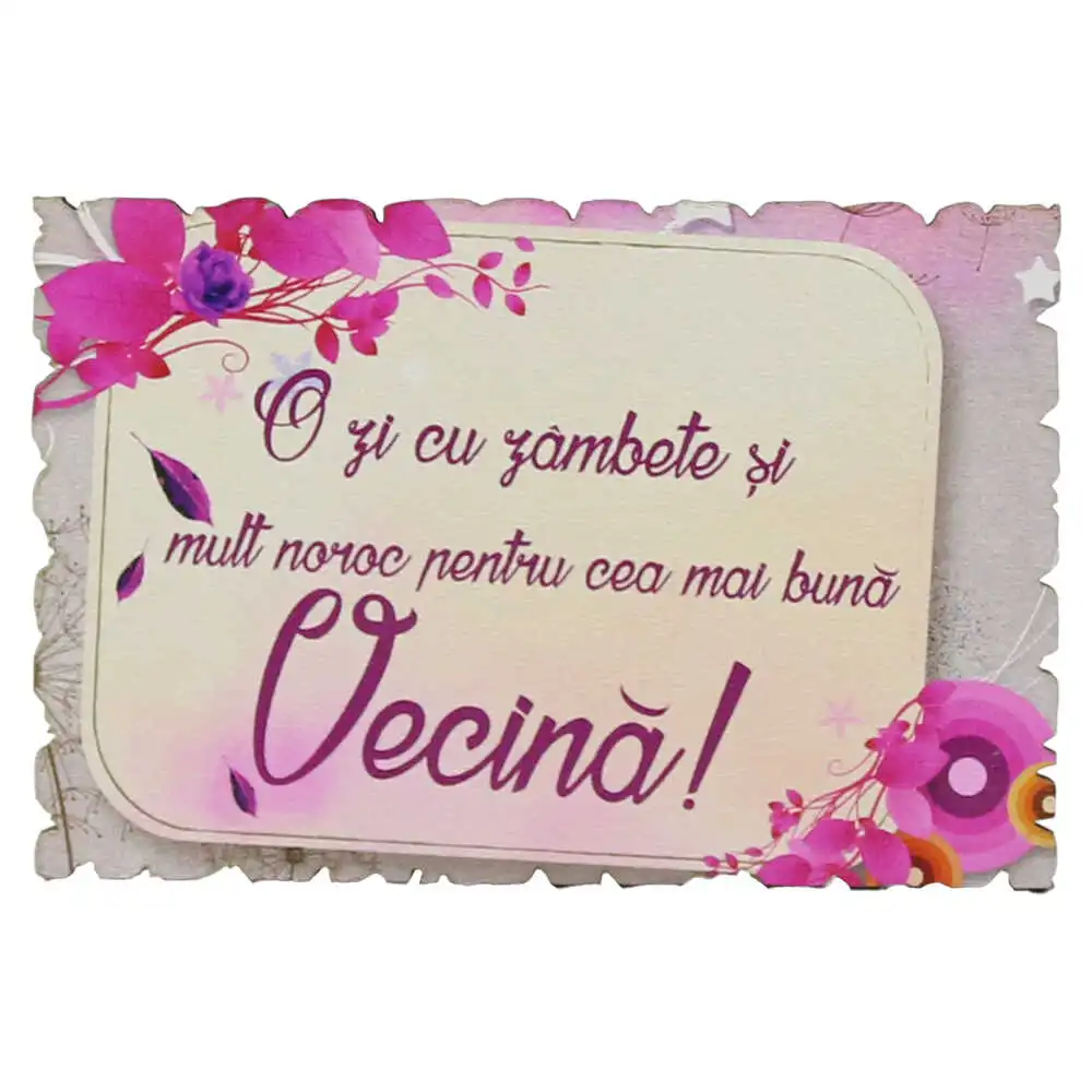 Magnet frigider din lemn "Pentru cea mai buna Vecina!" 9x6 CM