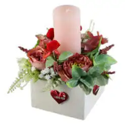 Aranjament floral cu lumanare 16x16 CM