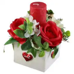 Aranjament floral cu lumanare 16x16 CM