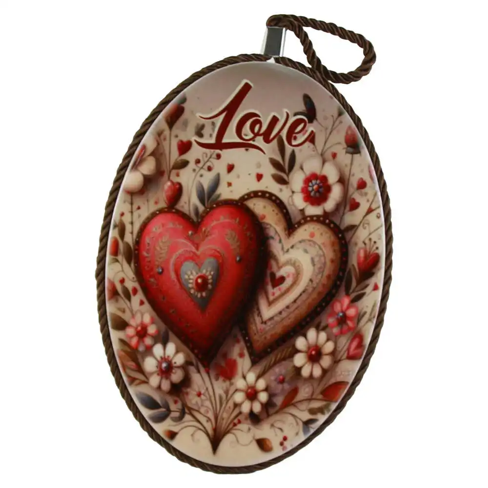 Decor de perete oval din ceramica "Love" 13 x 19 cm Decor de perete oval din ceramica "Love" 13 x 19 cm