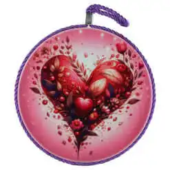 Decor de perete rotund din ceramica 17 cm Inimioara cu flori