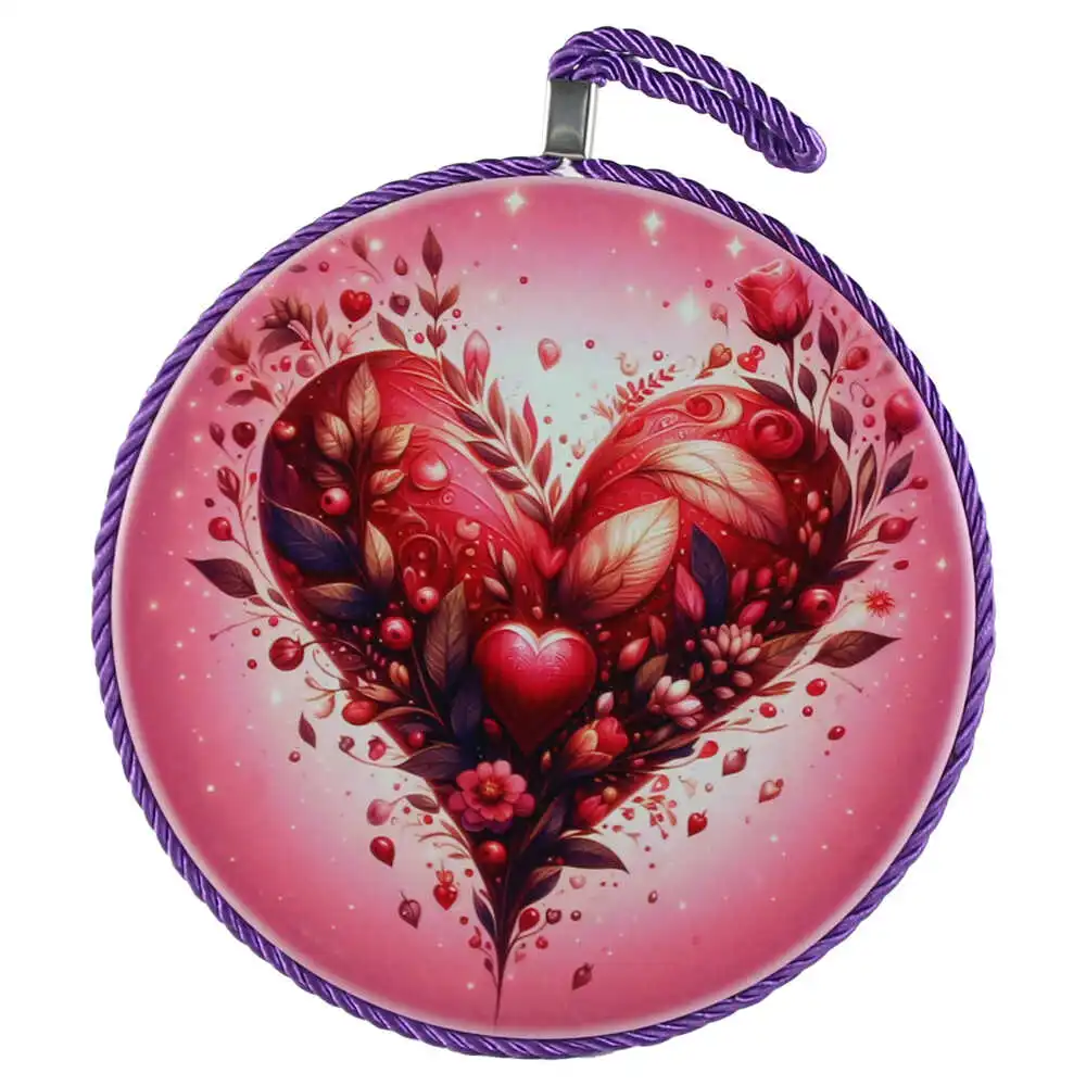 Decor de perete rotund din ceramica 17 cm Inimioara cu flori