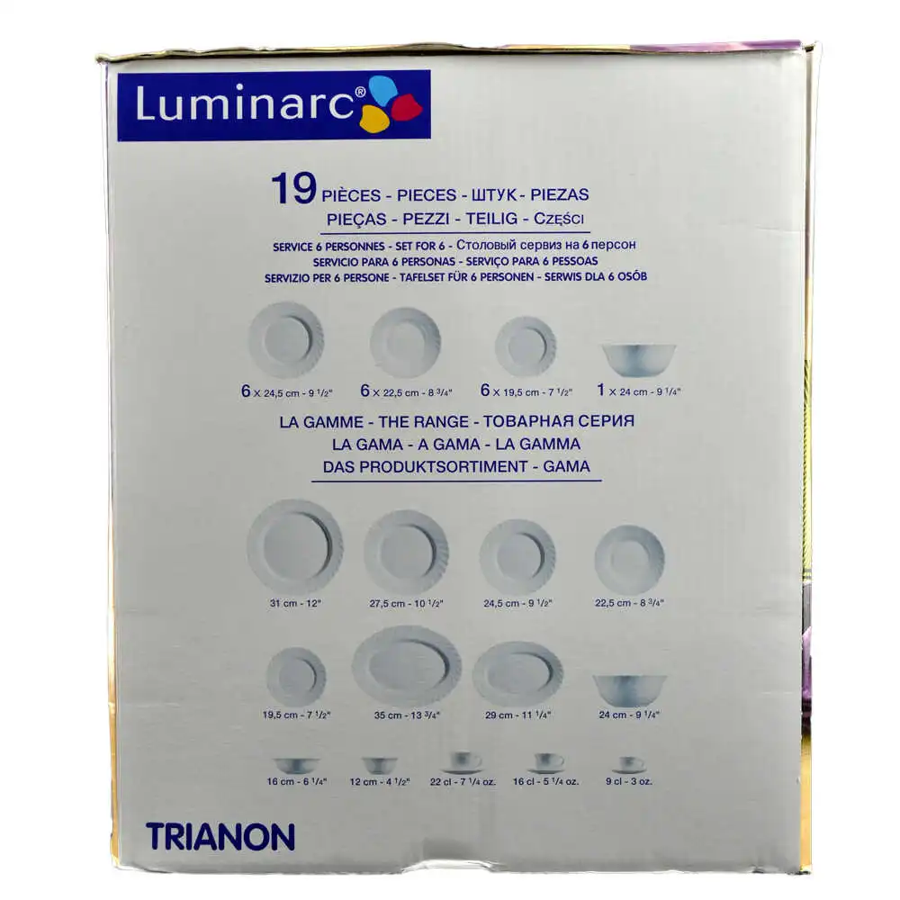 Serviciu masa pentru 6 persoane din sticla opal - 19 piese