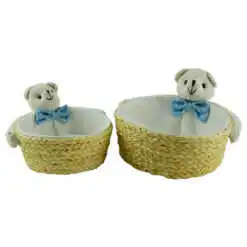 Set 2 cosuri impletite cu iepurasi