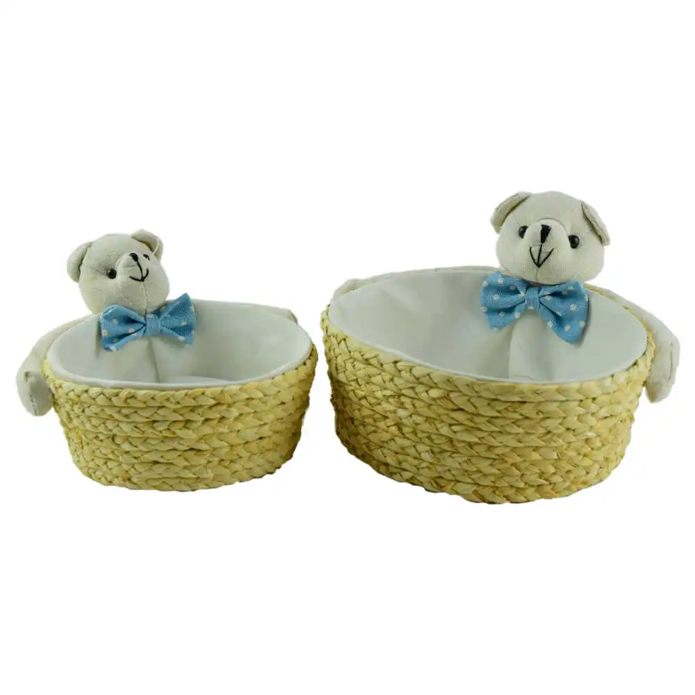 Set 2 cosuri impletite cu husa ursulet 21 x 22 x 12 cm Set 2 cosuri impletite cu husa ursulet 21 x 22 x 12 cm