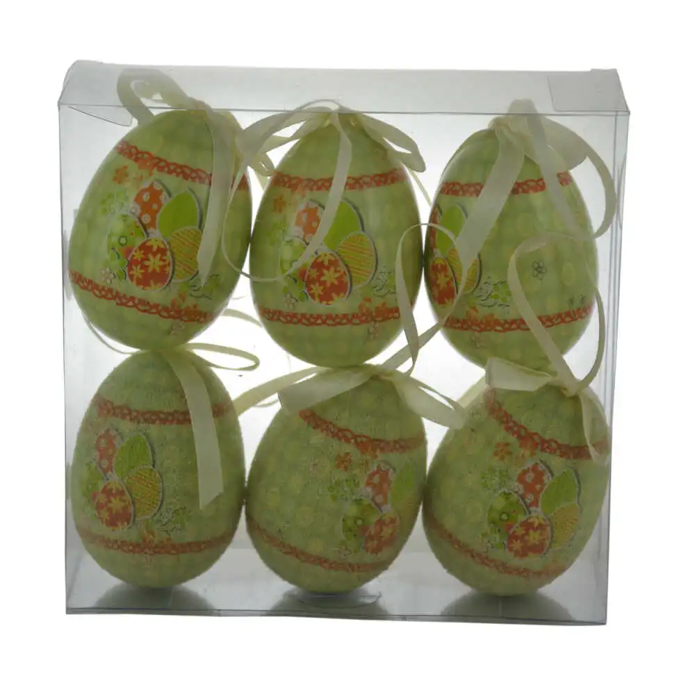 Set 6 oua colorate din plastic cu agatatoare 7 CM Set 6 oua colorate din plastic cu agatatoare 7 CM