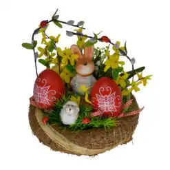 Coroana decorativa pentru masa - Design cu iepuras si oua rosii