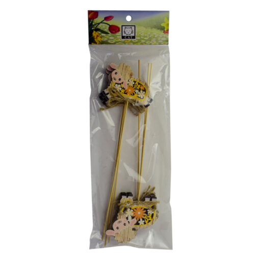 Set 6 decoratiuni pe bat pentru Pasti - Miel