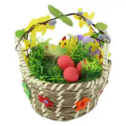 Cos decorativ de Paste cu pui si oua 16 CM