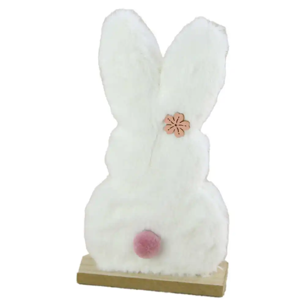 Figurina iepuras de Paste din plus si lemn 21 CM Figurina iepuras de Paste din plus si lemn 21 CM