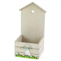 Ghiveci din lemn Casuta cu iepuras 11x10x23 CM
