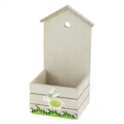 Ghiveci din lemn Casuta cu iepuras 11x10x23 CM