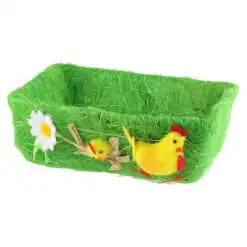 Cos din sisal decorat cu gaina si pui 20x16x7 cm