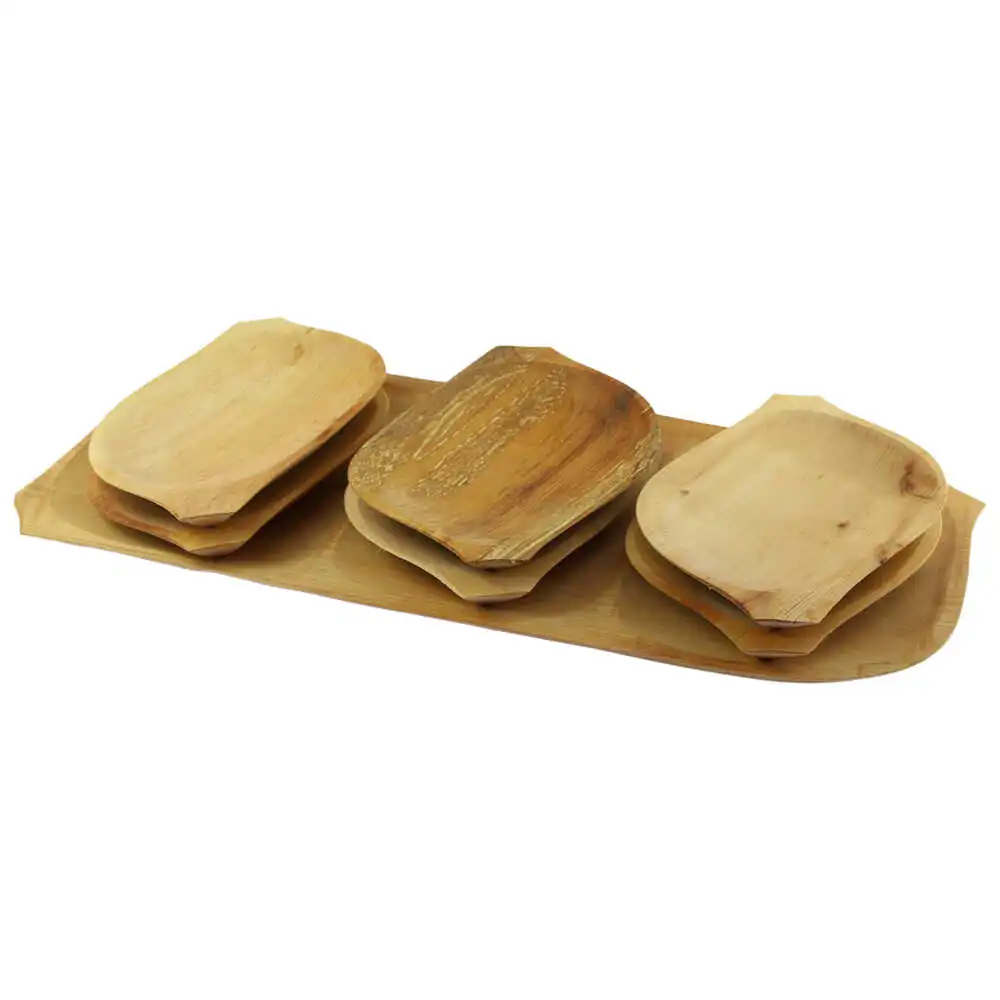Set platou de servire din lemn 1+6