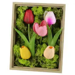 Tablou decorativ cu muschi si lalele 17x22 CM