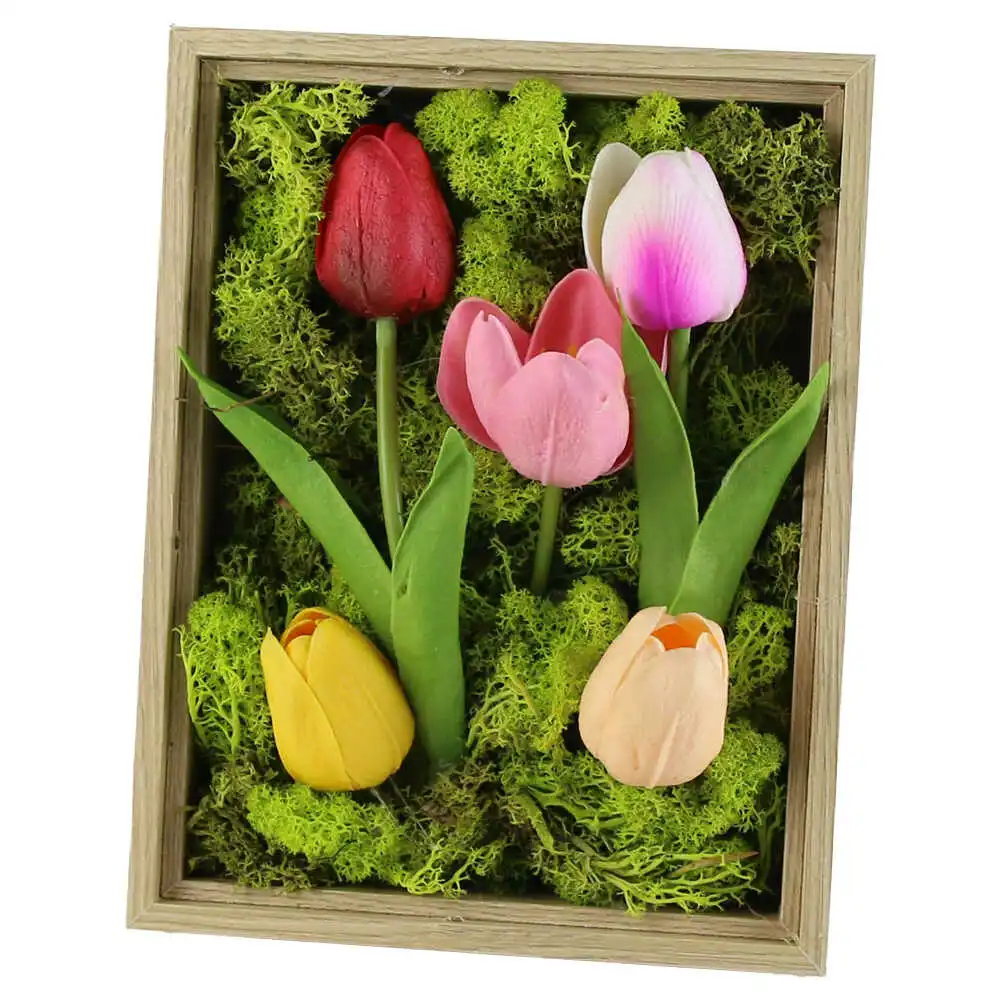 Tablou decorativ cu muschi si lalele 17x22 CM Tablou decorativ cu muschi si lalele 17x22 CM