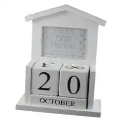 Calendar perpetuu din lemn cu rama foto 19x24 CM