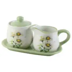 Suport din ceramica cu zaharnita si cana lapte Margarete