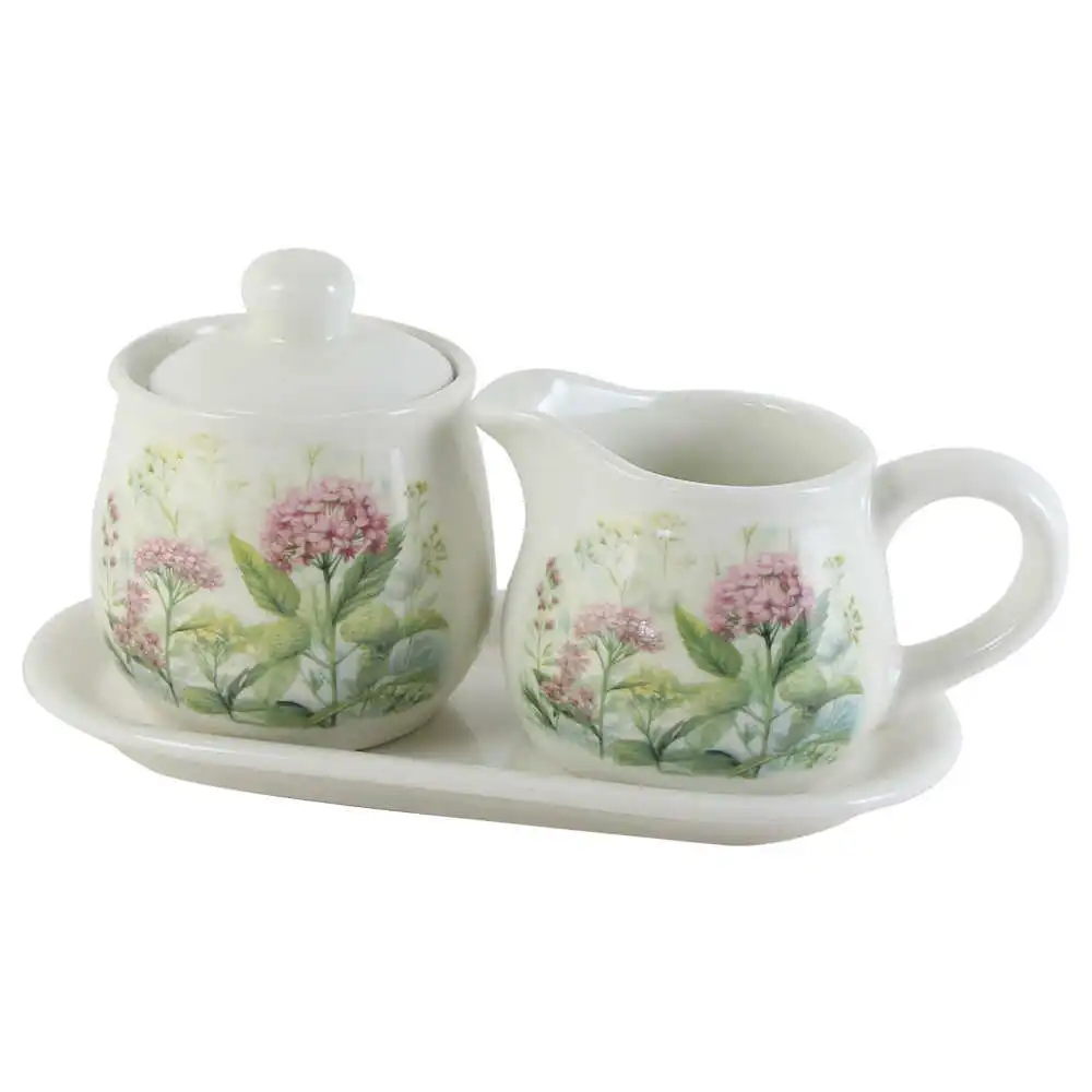 Suport din ceramica cu zaharnita si cana lapte Suport din ceramica cu zaharnita si cana lapte