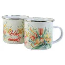 Cana metalica emailata 240 ml "Boldog nonapot!"