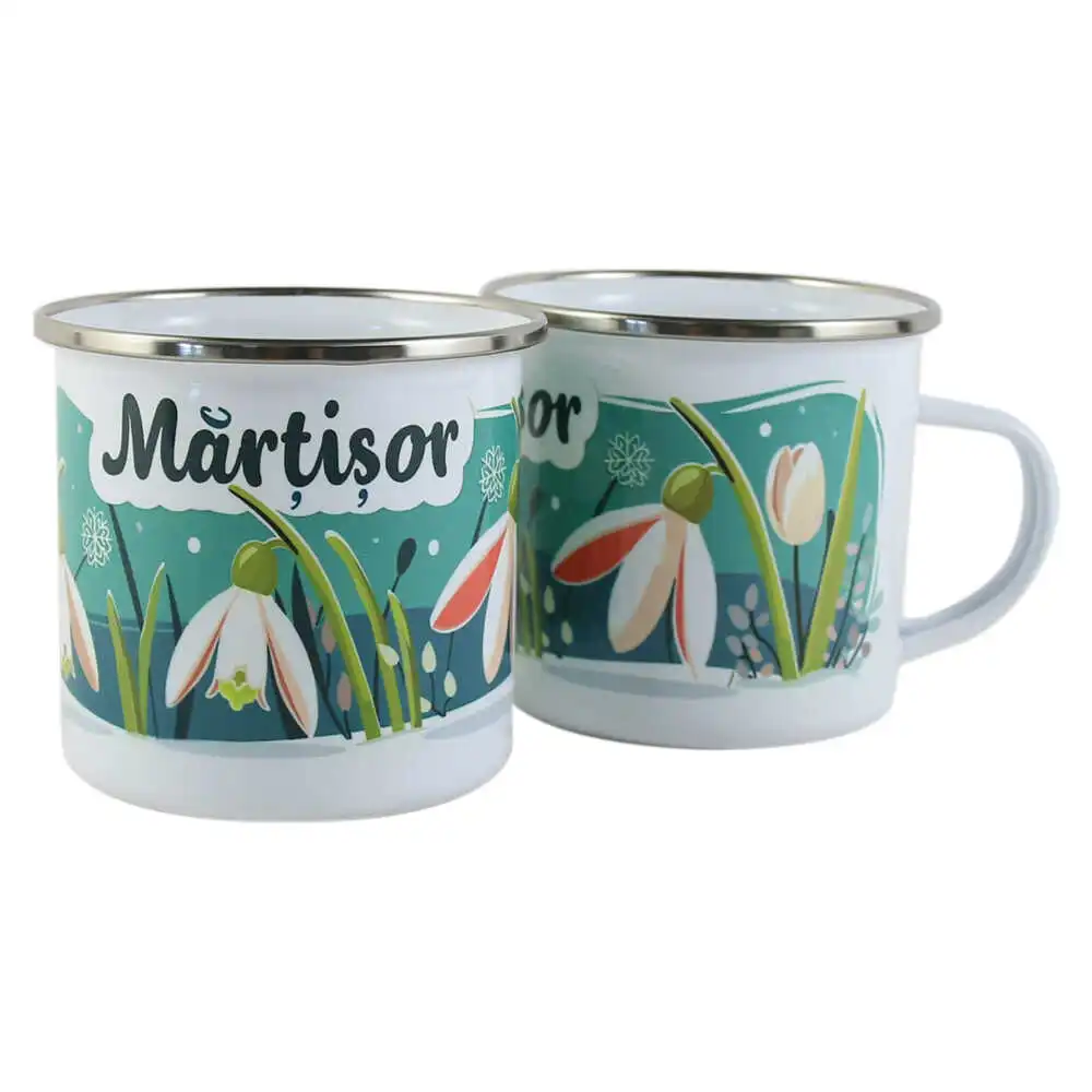 Cana metalica emailata 240 ml "Martisor"