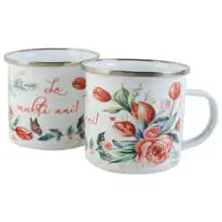 Cana metalica emailata 240 ml "La multi ani!"