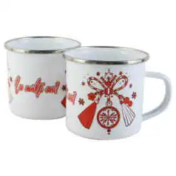 Cana metalica emailata 240 ml "La multi ani!"