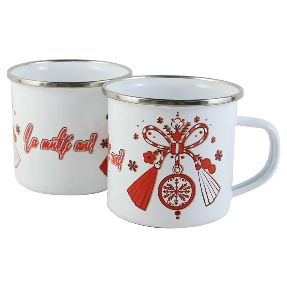 Cana metalica emailata 240 ml "La multi ani!" Cana metalica emailata 240 ml "La multi ani!"