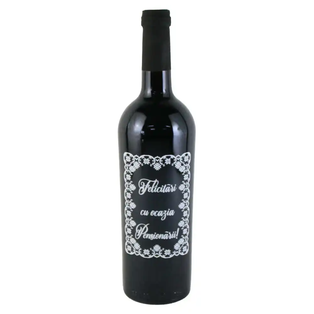 Vin rosu 750 ml "Felicitari cu ocazia Pensionarii!"