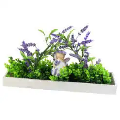 Aranjament floral cu lavanda si figurina 35x10 CM