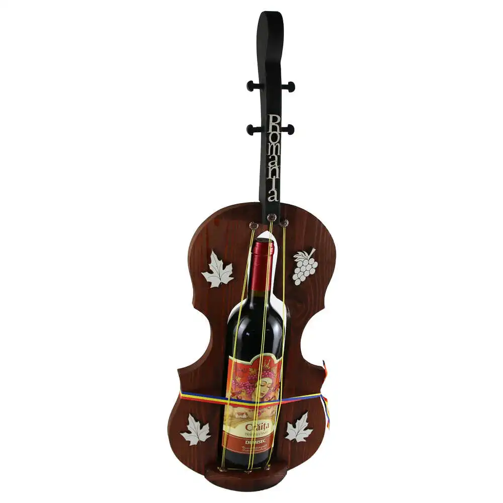 Suport lemn cu sticla de vin