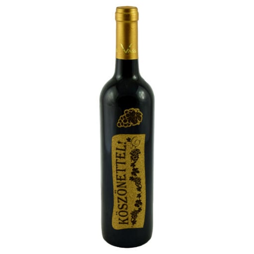 Sticla de vin rosu cu eticheta personalizata - Koszonettel