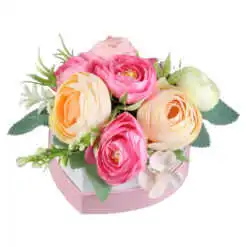 Aranjament floral din trandafiri de sapun in cutie 14x10 CM