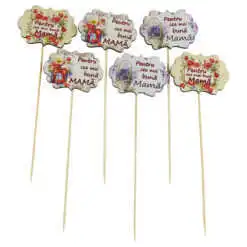 Set 6 pick tablite decorative "Pentru cea mai buna..." 7x24 CM