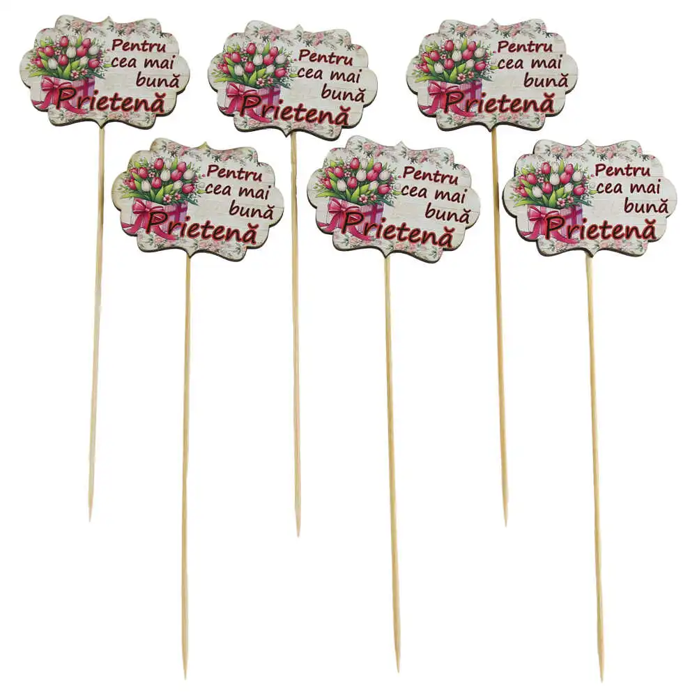 Set 6 pick tablite decorative "Pentru cea mai buna..." 7x24 CM Set 6 pick tablite decorative "Pentru cea mai buna..." 7x24 CM