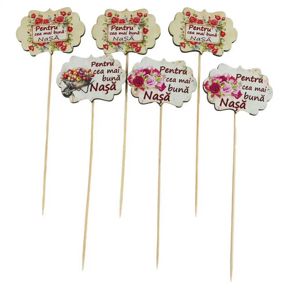 Set 6 pick tablite decorative "Pentru cea mai buna..." 7x24 CM Set 6 pick tablite decorative "Pentru cea mai buna..." 7x24 CM