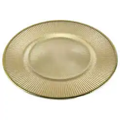 Platou din sticla brodat Auriu 27 CM