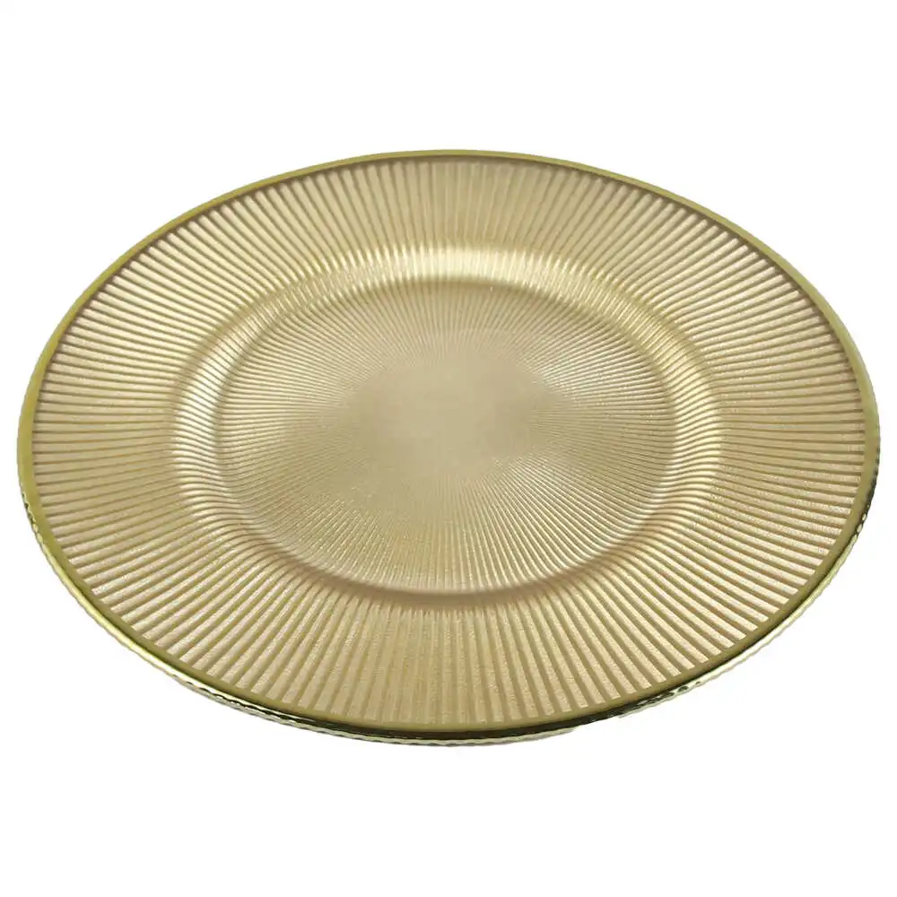 Platou din sticla brodat Auriu 27 CM Platou din sticla brodat Auriu 27 CM