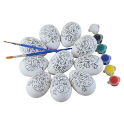 Set 10 oua albe/maro din plastic pentru pictat