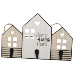Suport pentru chei din lemn cu 3 carlige " Home Sweet Home" 24x15 CM