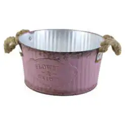 Ghiveci din metal cu manere din sfoara "Flowers & Garden" 18x9 CM