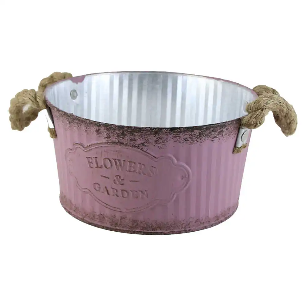 Ghiveci din metal cu manere din sfoara "Flowers & Garden" 18x9 CM Ghiveci din metal cu manere din sfoara "Flowers & Garden" 18x9 CM