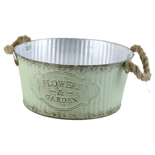 Ghiveci din metal cu manere din sfoara "Flowers & Garden" 22x10 CM