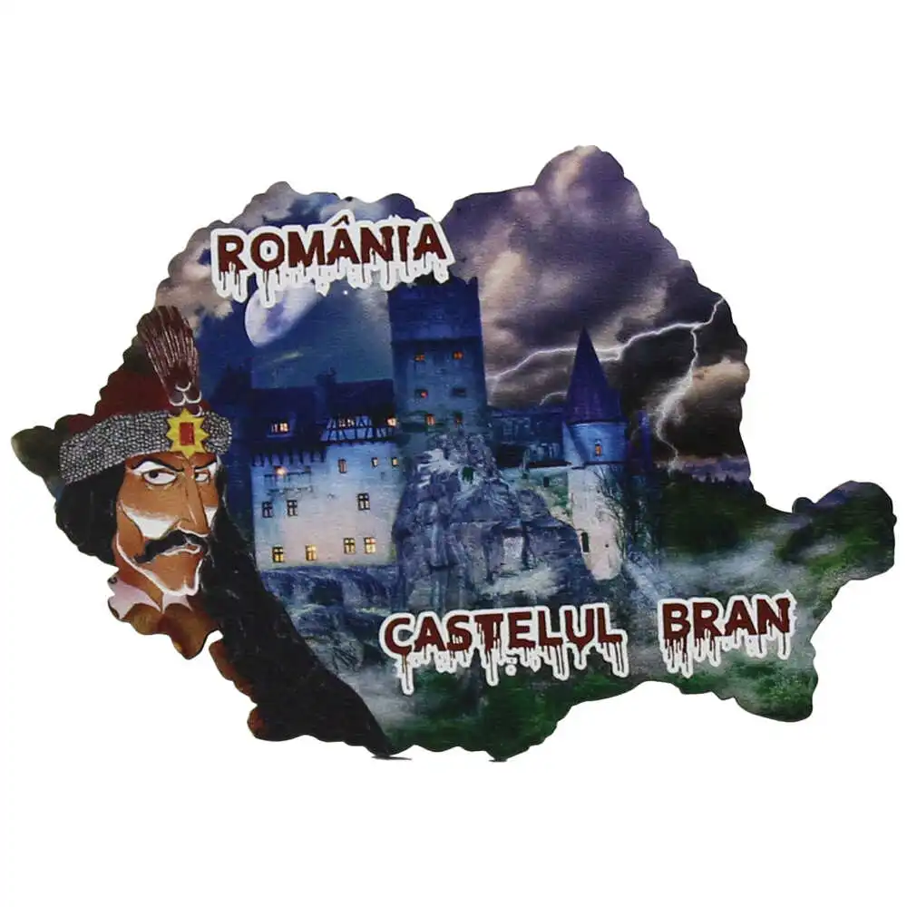 Magnet frigider din lemn "Romania" 9x6 CM