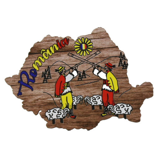Magnet frigider din lemn "Romania" 9x6 CM