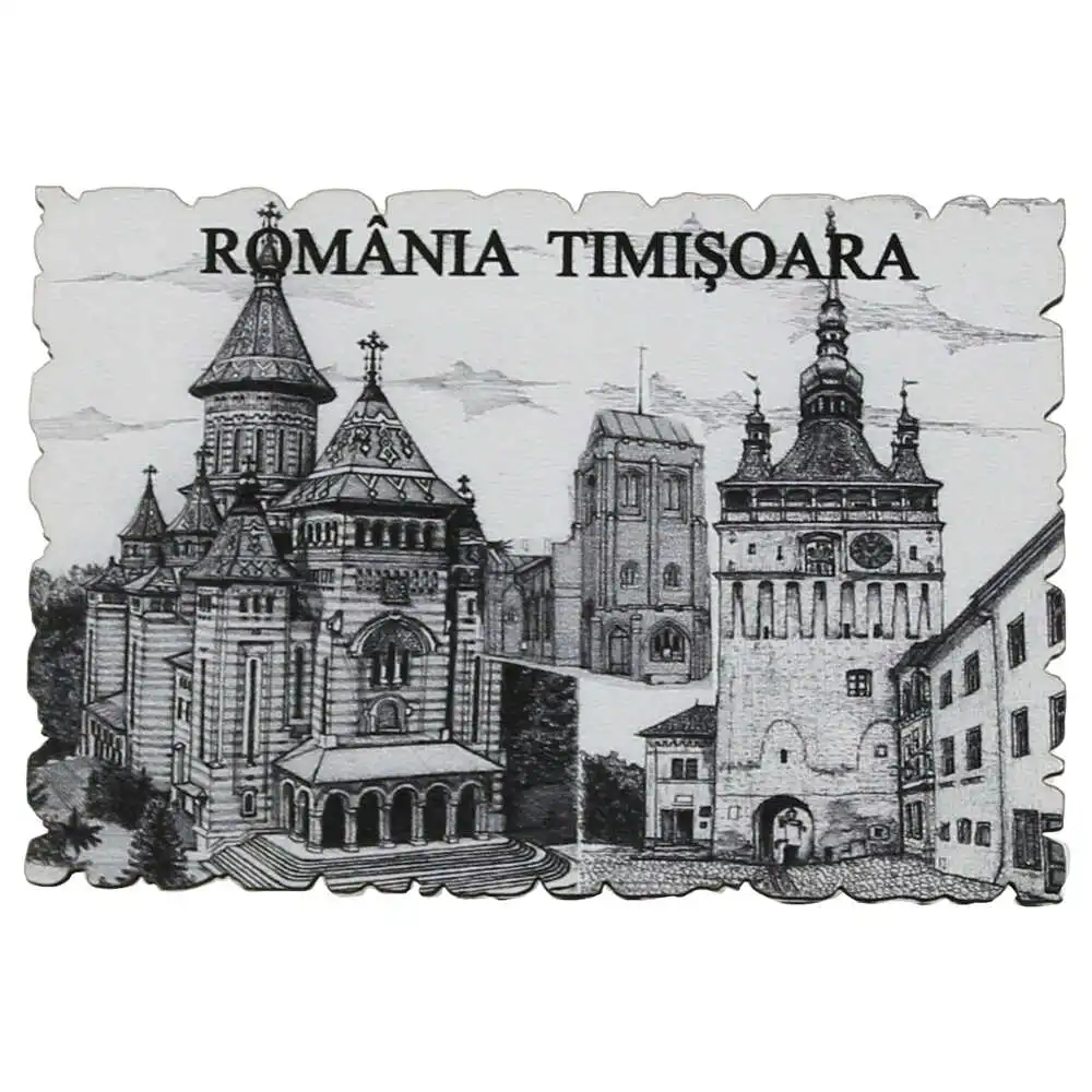 Magnet frigider din lemn "Romania" 9x6 CM