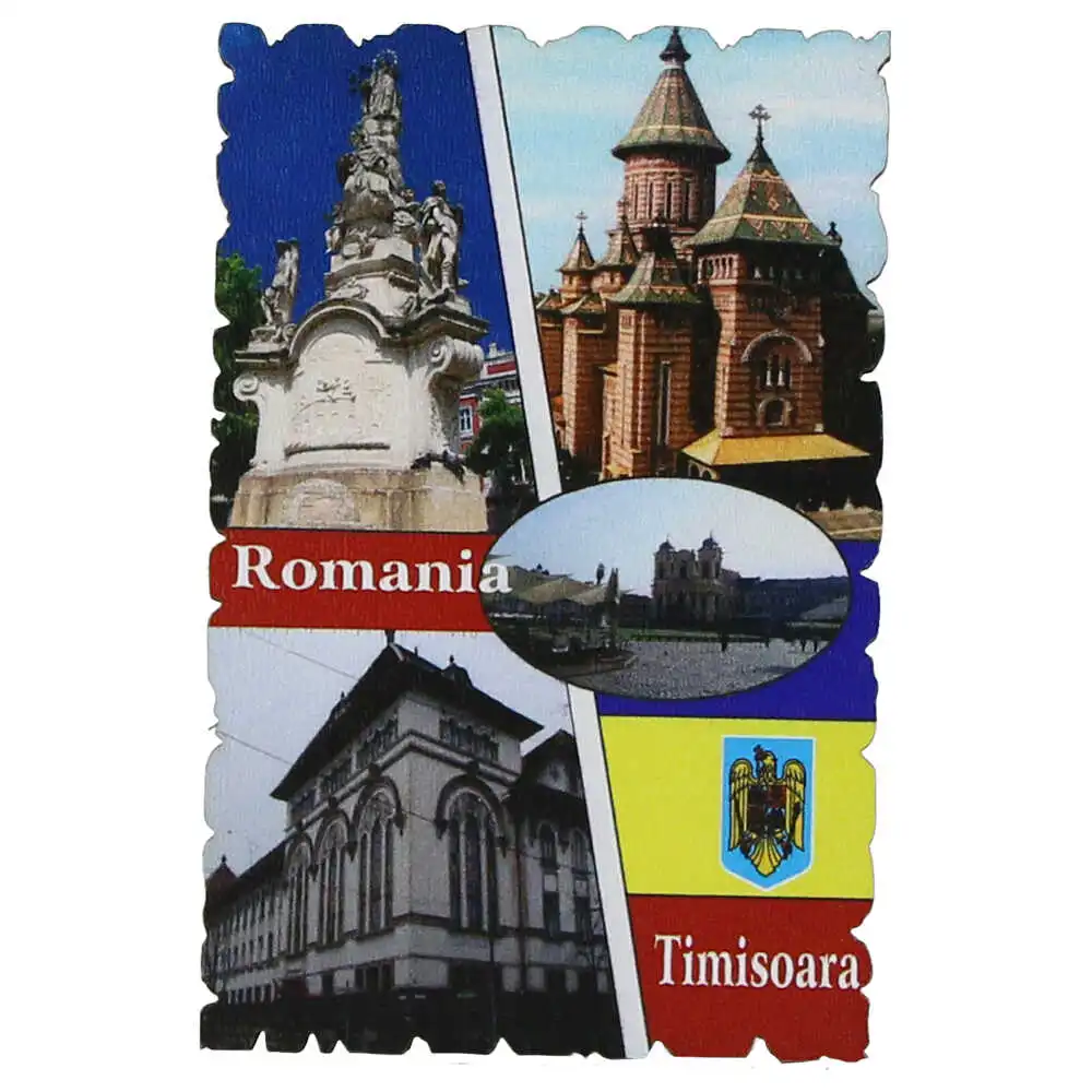 Magnet frigider din lemn "Romania" 6x9 CM
